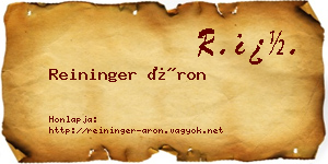 Reininger Áron névjegykártya